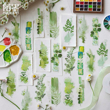 Mo Card | Pegatinas Watercolor Flowing Light Leaves Are Misty
