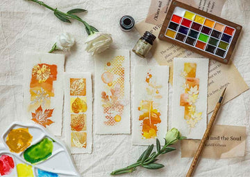 Mo Card | Pegatinas Watercolor Flowing Light Light Of Gold Leaf