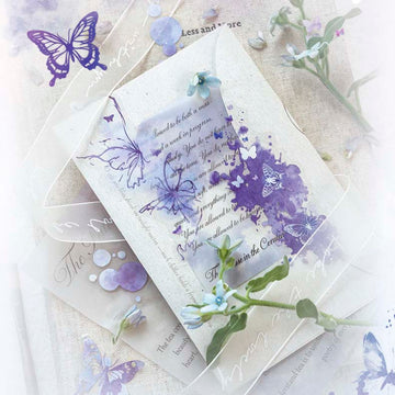 Mo Card | Pegatinas Watercolor Flowing Light Smoky Purple Butterfly