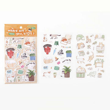 Card Lover | Pegatinas Where Are You Kitty In The Corner