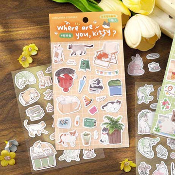 Card Lover | Pegatinas Where Are You Kitty In The Corner
