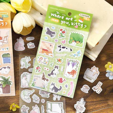 Card Lover | Pegatinas Where Are You Kitty In The Garden