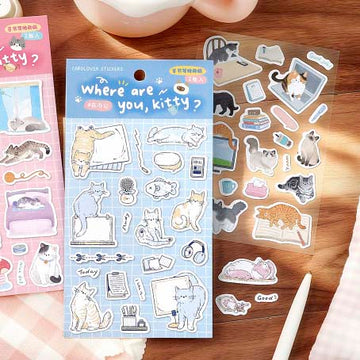 Card Lover | Pegatinas Where Are You Kitty In The Office