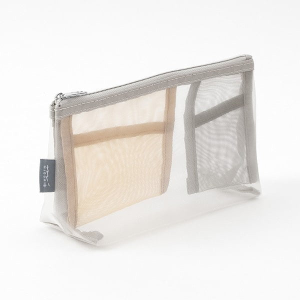 Midori Cl Mesh Pouch - White Nylon Pen Case From Japan