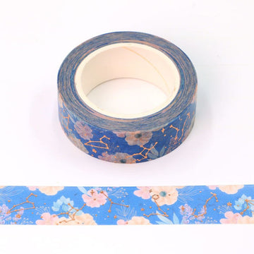 MZW | Foil Floral &amp; Constellations Blue Washi Tape
