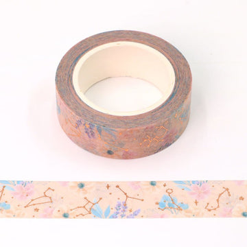 MZW | Foil Floral & Constellations Pink Washi Tape