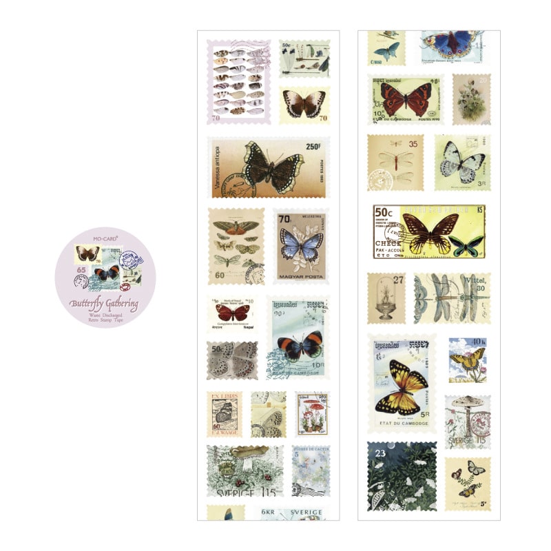 Mo Card | Pegatinas Nature Post Office Stamp Butterfly Gathering