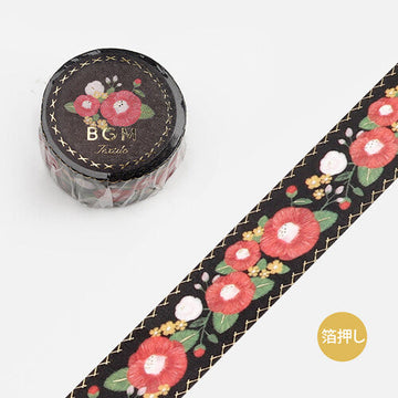 BGM | Foil Embroidered Ribbon Camellia Washi Tape